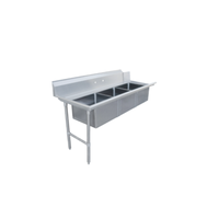 Omcan 48495 72-Inch Left-to-Right Straight Soiled Dishtable with Triple Sink