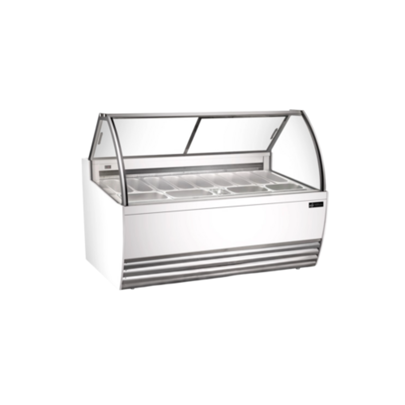 EFI FIGCW-7052 69.4-Inch Curved Glass Gelato Showcase with White Finish