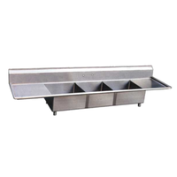 Omcan 22117 90-Inch Commercial 3-Compartment Stainless Steel Sink with Drainboards