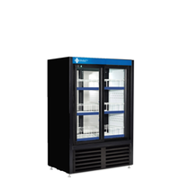Meuble commercial réfrigéré à portes coulissantes en verre double face QBD CD3354CPT-HC de 39,5 pouces, noir