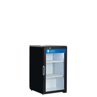 QBD DC6LP-HC 4.78 cu. ft. Countertop Glass Door Merchandiser Cooler with Stainless Steel Top - Black