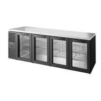 True Refrigeration TBR108-RISZ1-L-B-GGGG-1 108-Inch 4-Glass Door Refrigerated Back Bar Cooler