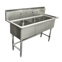 Thorinox TTS-1818-0 59-Inch Commercial Three-Compartment Sink
