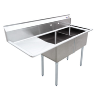 Omcan 25267 Commercial 2-Compartment Sink with Left Drainboard