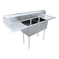 Omcan 43782 72-Inch Dual Compartment Commercial Sink with Drainboards