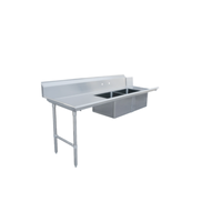 Omcan 48487 84-Inch Left-to-Right Double Sink Soiled Dishtable