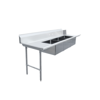 Omcan 48501 108-Inch Straight Soiled Dishtable with Triple Pre-Rinse Sinks