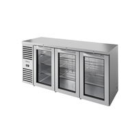 True TBR84-RISZ1-L-S-GGG-1 84-Inch Three-Door Stainless Steel Refrigerated Back Bar Cabinet