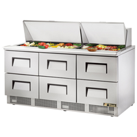 True TFP-72-30M-D-6-HC 72-Inch Six-Drawer Mega Top Sandwich and Salad Prep Table