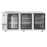 Atosa MBB90GGR 3-Door Glass Front Back Bar Cooler - 89.3" Width