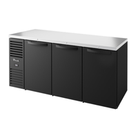 True TBR92-RISZ1-L-B-SSSS-1 92-Inch Black 4-Door Commercial Back Bar Refrigerator