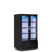 QBD CD3055-HC Black 30.88-Inch Mid-Size Double Glass Door Display Refrigerator