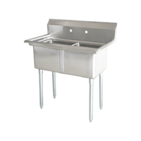 Omcan 22113 Commercial Double Bowl Pot Sink, 41-Inch Space-Saving Design