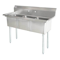 Omcan 25270 59-Inch Stainless Steel Triple Compartment Pot Sink
