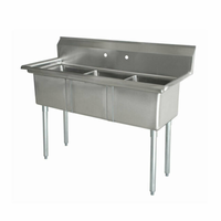 Omcan 43765 Stainless Steel 3-Compartment Commercial Sink (59" x 23.5")
