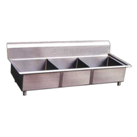 Omcan 22120 Commercial Heavy-Duty 3-Compartment Pot Sink - 77 Inch
