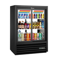 True GDM-33CPT-54-HC-LD 39.5" Black Pass-Thru Glass Door Refrigerator Merchandiser