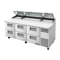True Refrigeration TPP-AT2-93D-6-HC 93-Inch 6-Drawer Commercial Pizza Prep Station