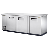 True TBB-4PT-S 90-3/8" Stainless Steel Pass-Thru Solid Door Back Bar Refrigerator