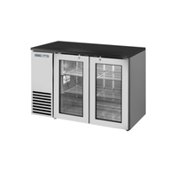 True TBB24-48-2G-Z1-BST-S-1 48-Inch Stainless Steel Two-Door Glass Back Bar Cooler