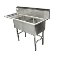 Thorinox TDS-1818-L18 Heavy-Duty Two-Compartment Commercial Sink with 18-Inch Left Drainboard