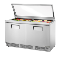 True Refrigeration 64-Inch Two-Door Mega Top Sandwich and Salad Prep Table with Flat Glass Lid (TFP-64-24M-FGLID)