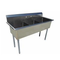 EFI SI818-3NC-E 57-Inch Commercial 3-Compartment Stainless Steel Prep Sink