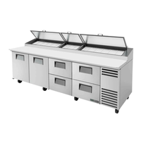 True 119.25" Refrigerated Pizza Prep Table - TPP-AT-119D-4-HC