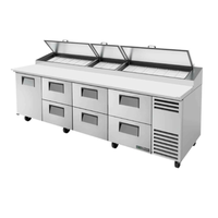 True TPP-AT-119D-6-HC 119-Inch 6-Drawer Solid Door Pizza Prep Table