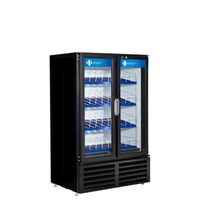 QBD CD14-HC Black 36-Inch Double Glass Door Merchandising Cooler