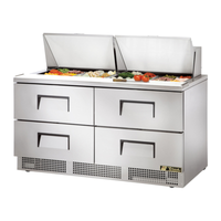 True TFP-64-24M-D-4-HC 64-Inch Four-Drawer Mega Top Sandwich Prep Table