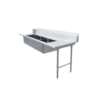 Omcan 48502 108-Inch Right-to-Left Stainless Steel Soiled Dishtable with 3 Sinks