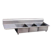 Omcan 22115 75-Inch Commercial 3-Compartment Sink with Left Drain Board