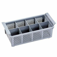 Omcan 43506 Commercial 8-Compartment Flatware Washing Basket in Gray