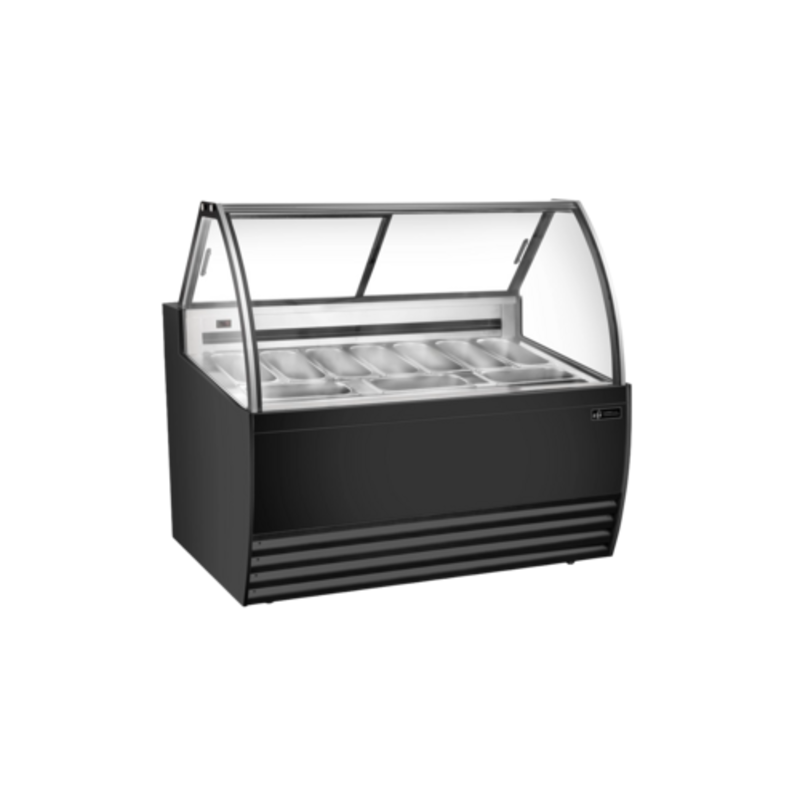 EFI FIGCB-5652 55.4-Inch Curved Glass Gelato Dipping Cabinet in Black