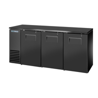 True Refrigeration TBB24-72-3S-Z1-BST-B-1 72-1/8" Three-Door Solid Back Bar Refrigerator