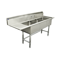 Thorinox TTS-2424-L24 Commercial 3-Compartment Sink with 24-Inch Left Drainboard