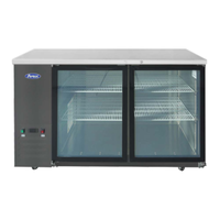 Atosa SBB59GGRAUS2 58-Inch Shallow Depth 2-Glass Door Refrigerated Back Bar Cabinet