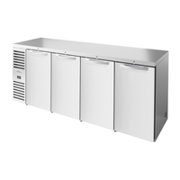 True TBR92-RISZ1-L-S-SSSS-1 92-Inch Four-Door Commercial Back Bar Cooler, Stainless Steel
