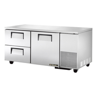 True TUC-67D-2-HC 67.25-Inch Deep Undercounter Refrigerator with Door and Drawers