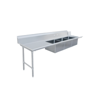 Omcan 48503 120-Inch Straight Left-to-Right Soiled Dishtable with 3 Pre-Rinse Sinks
