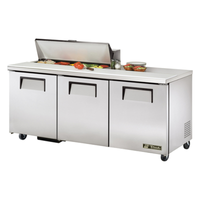 True TSSU-72-10-HC 72-Inch Commercial 3-Door Sandwich and Salad Prep Refrigerator
