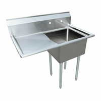 Omcan 41855 Commercial Single-Compartment Pot Sink with Left Drainboard