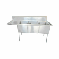 EFI SI818-3L 80.5-Inch Commercial 3-Compartment Sink with Left Drainboard