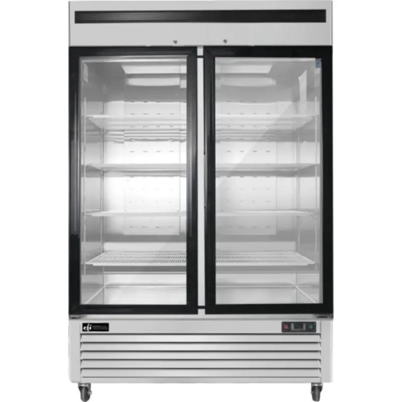 EFI FI2-54GDSVC Commercial 54-inch Two Glass Door Stainless Steel Display Freezer