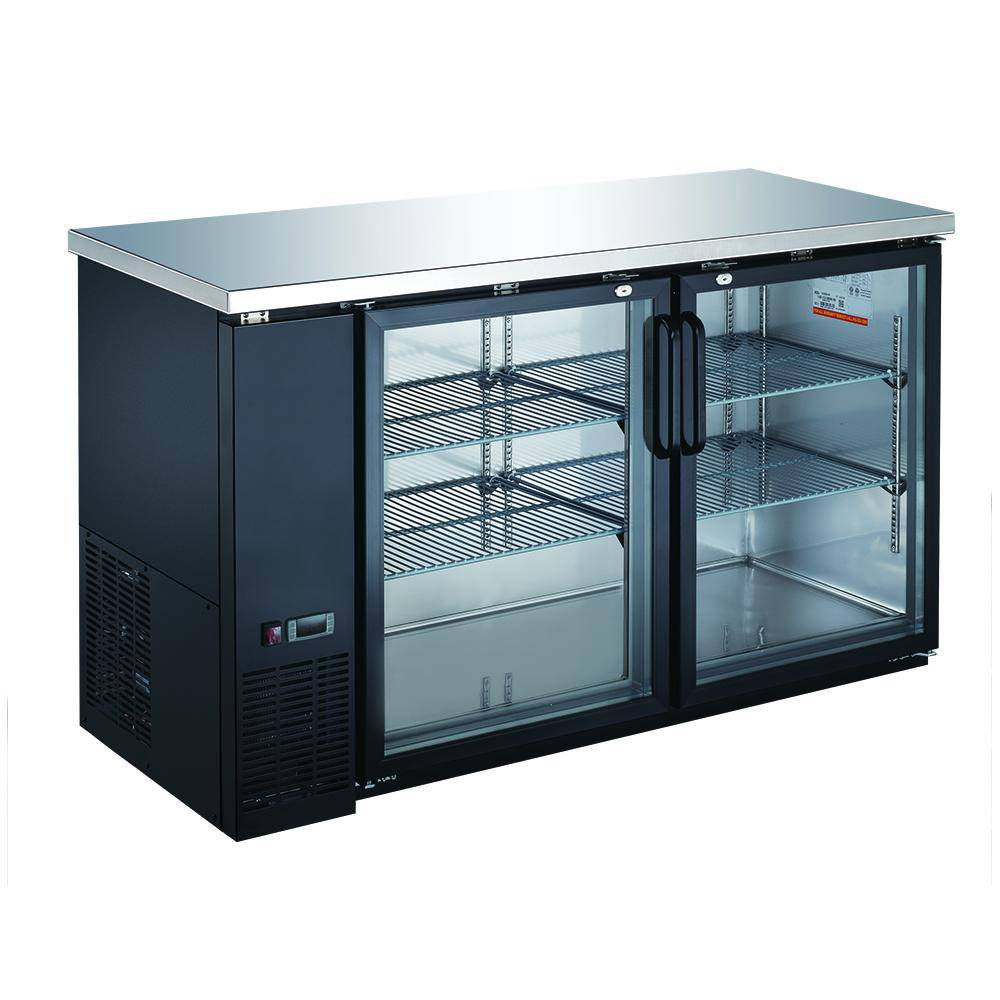 UBB-24-60G-HC Glacière à barre arrière à deux portes en verre - 60" Largeur