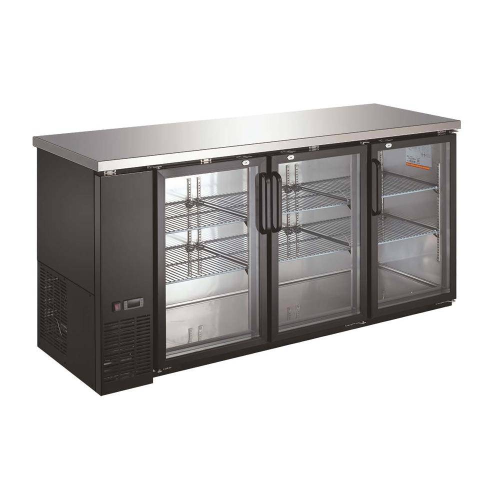 UBB-24-72G-HC Glacière à barre arrière à trois portes en verre - 72" Largeur